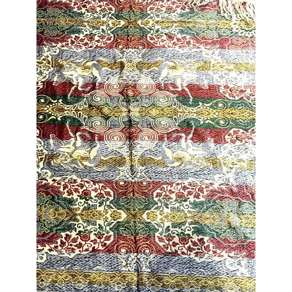 Moroccan-Inspired Woven Tapestry Rug Fringe 78x90 Made In Italy Horse Design - Picture 6 of 9